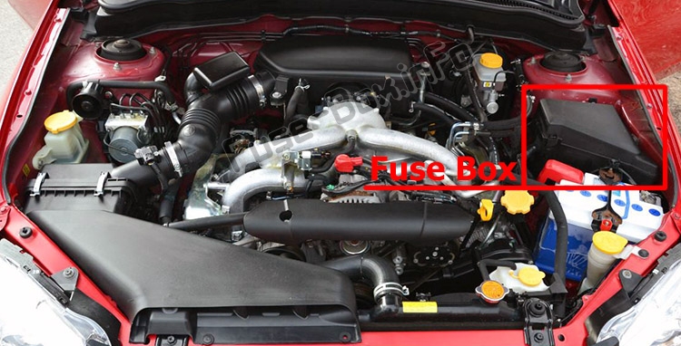 La posizione dei fusibili nel vano motore: Subaru Impreza (2008-2011)