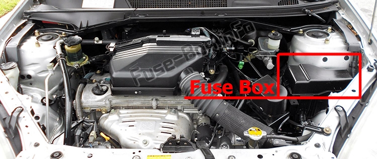 La posizione dei fusibili nel vano motore: Toyota RAV4 (XA20; 2001-2005)