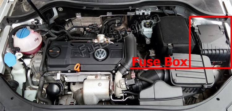 La ubicación de los fusibles en el compartimiento del motor: Volkswagen Passat B7 (2011-2015)