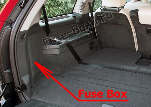 The location of the fuses in the luggage compartment: Volvo XC90 (2008-2014)