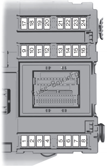 Interior fuse box diagram: Ford Mondeo (Mk4; 2010, 2011, 2012, 2013, 2014)