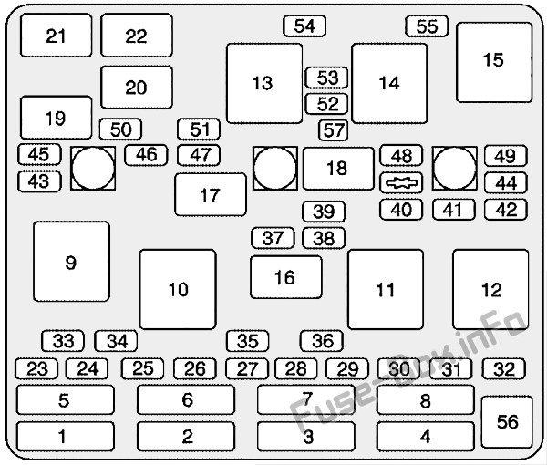 Schaltplan des Motorraum-Sicherungskastens: Oldsmobile Alero (2001, 2002, 2003, 2004)