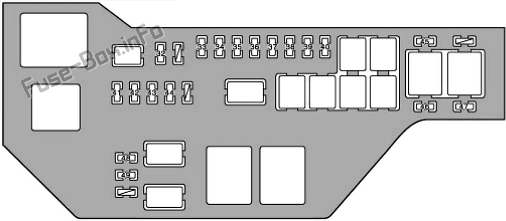 Schema della scatola dei fusibili sotto il cofano: Lexus IS300 (2001, 2002)