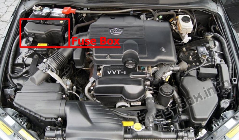 La posizione dei fusibili nel vano motore: Lexus IS300 (XE10; 2001-2005)