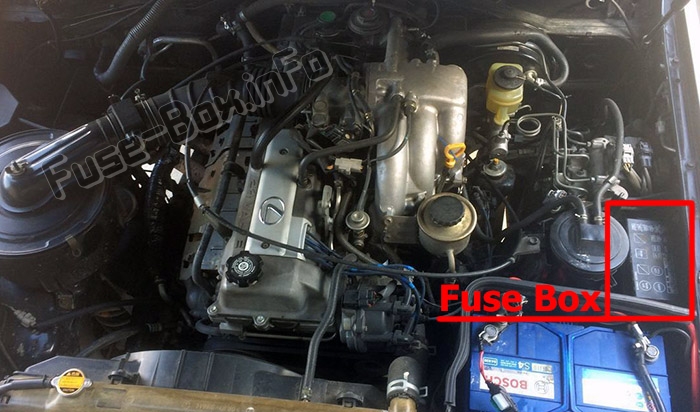 L'emplacement des fusibles dans le compartiment moteur : Lexus LX 450 (J80 ; 1996-1997)
