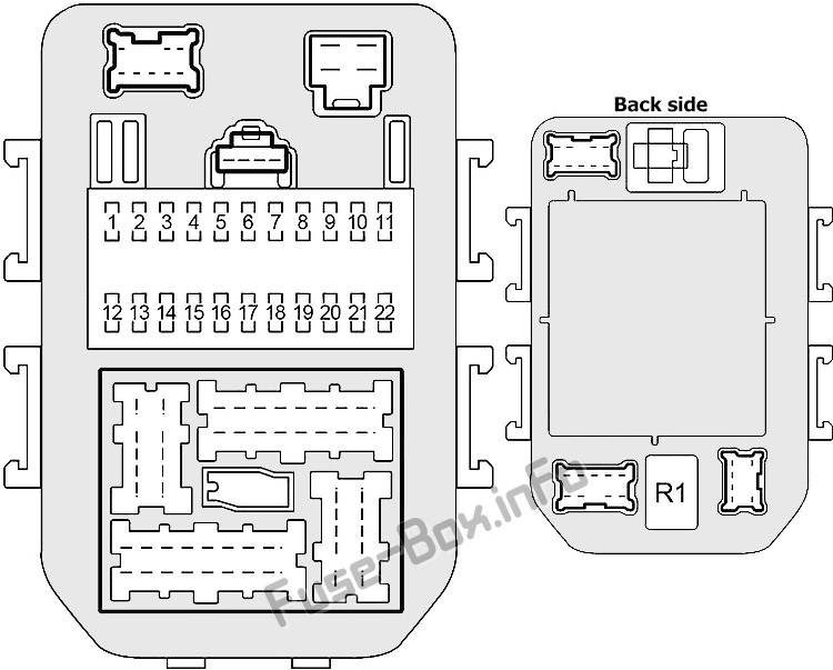 Interior fuse box #1 diagram: Infiniti Q45 (2001, 2002, 2003, 2004, 2005, 2006)