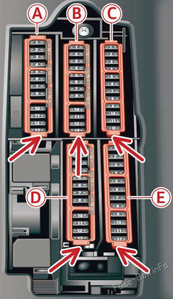 Interior fuse box diagram (RHD): Audi A4/S4 (2020, 2021, 2022)