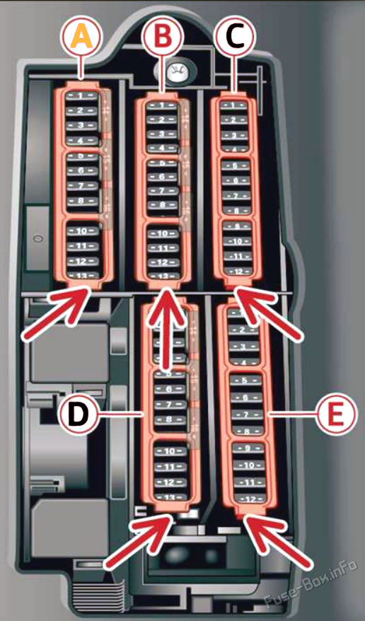Interior fuse box diagram (LHD): Audi Q5 (2021, 2022)