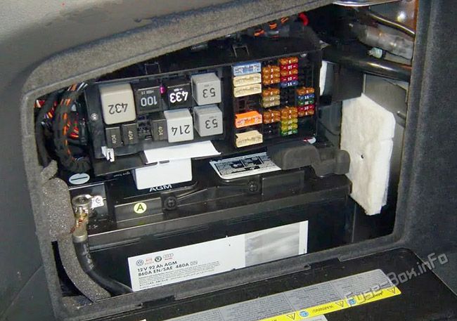 The location of the fuses in the trunk: Volkswagen Phaeton (2003, 2004, 2005, 2006, 2007, 2008)