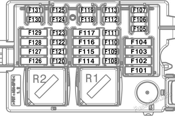 Instrument panel fuse box #2 diagram: BMW X5 (G05; 2019, 2020, 2021, 2022)