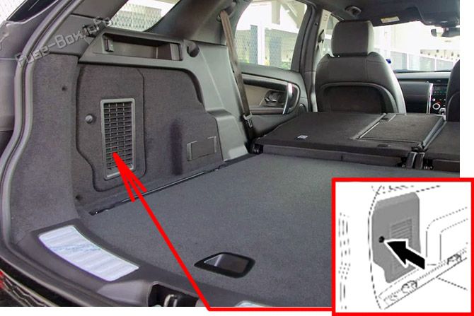 The location of the fuses in the trunk: Land Rover Discovery Sport (2020-2023)