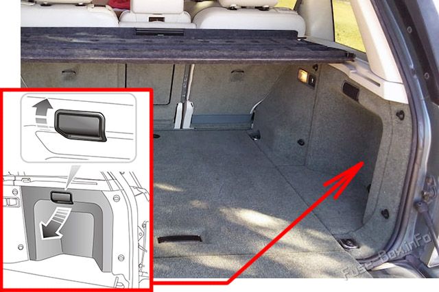The location of the fuses in the trunk: Range Rover L322 (2002, 2003, 2004)