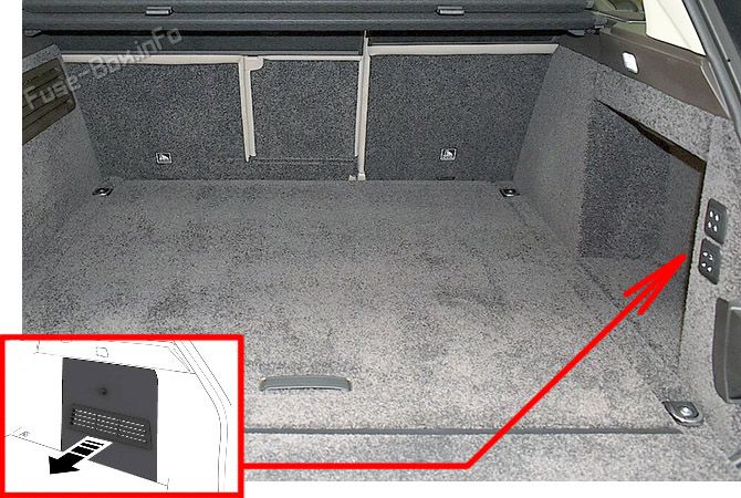 The location of the fuses in the trunk: Range Rover (L405; 2016-2022)