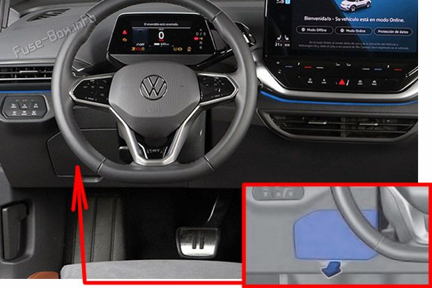The location of the fuses in the passenger compartment (LHD): Volkswagen ID.4 & ID.5 (2020-2022)