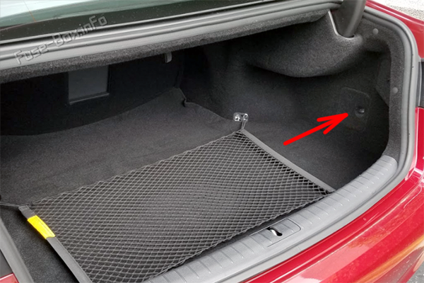 Location of the fuses in the trunk: Genesis G80 (2017, 2018, 2019, 2020)
