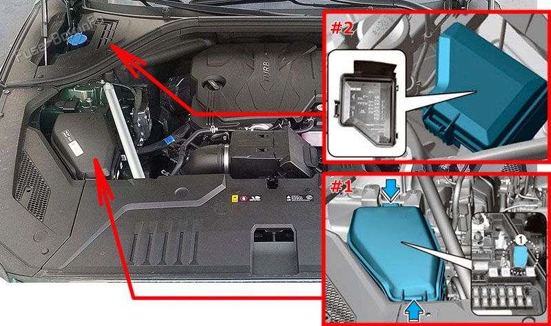 Location of the fuses in the engine compartment: Genesis GV70 (2022, 2023)
