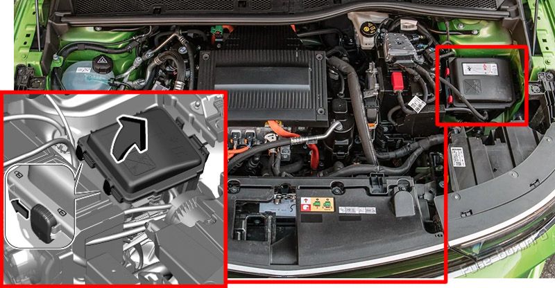 Location of the fuses in the engine compartment: Opel Mokka B (2020, 2021, 2022, 2023)