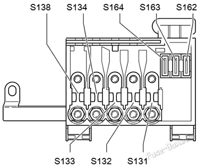 Under-hood fuse box #1 diagram: Audi A3 (1997, 1998, 1999, 2000, 2001, 2002, 2003)
