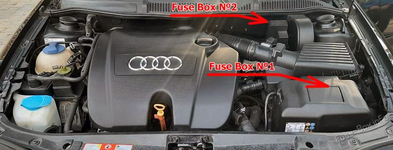 Location of the fuses in the engine compartment: Audi A3 (1996-2003)