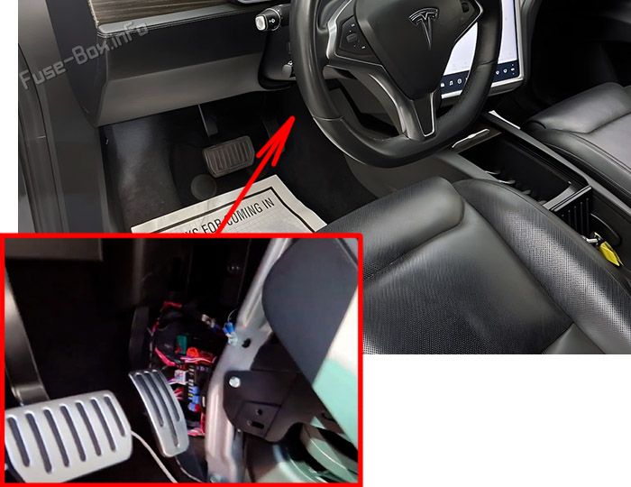 Location of the fuses in the passenger compartment: Tesla Model X (2015-2021)