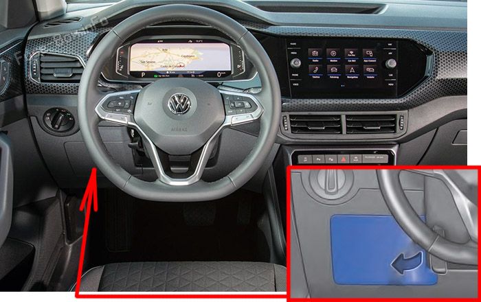 Location of the fuses in the passenger compartment: Volkswagen T-Cross (2019-2022)