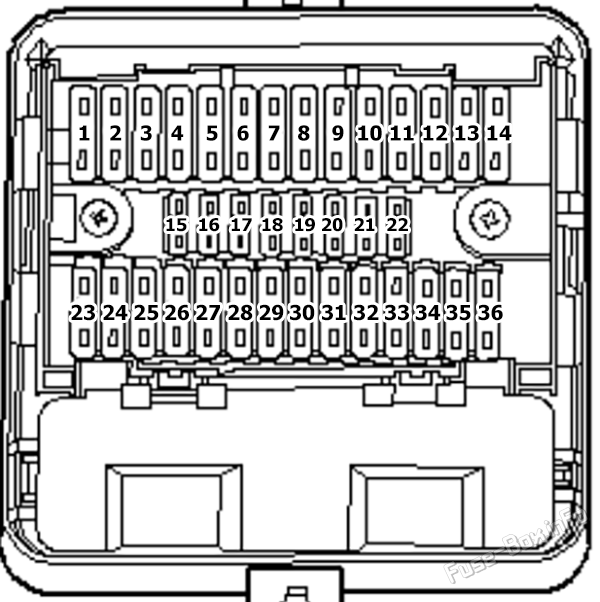 Under-hood fuse box diagram: Volkswagen Transporter T5.1 (2010-2015)