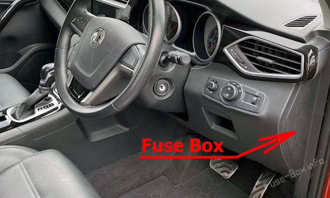 Location of the fuses in the passenger compartment: MG GS (2015-2019)