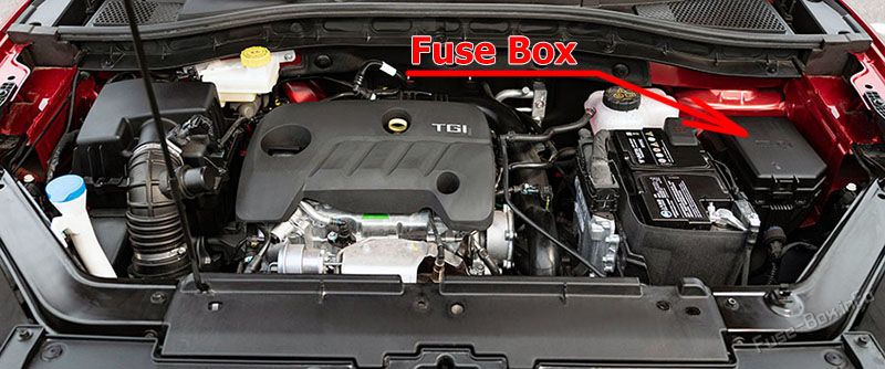 Location of the fuses in the engine compartment: MG ZS (2017-2020)