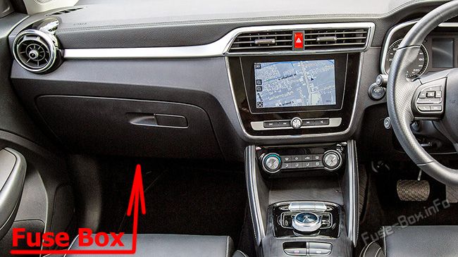 Location of the fuses in the passenger compartment: MG ZS EV (2019, 2020, 2021)