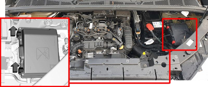 Location of the fuses in the engine compartment: Opel Combo E (2019, 2020, 2021, 2022)