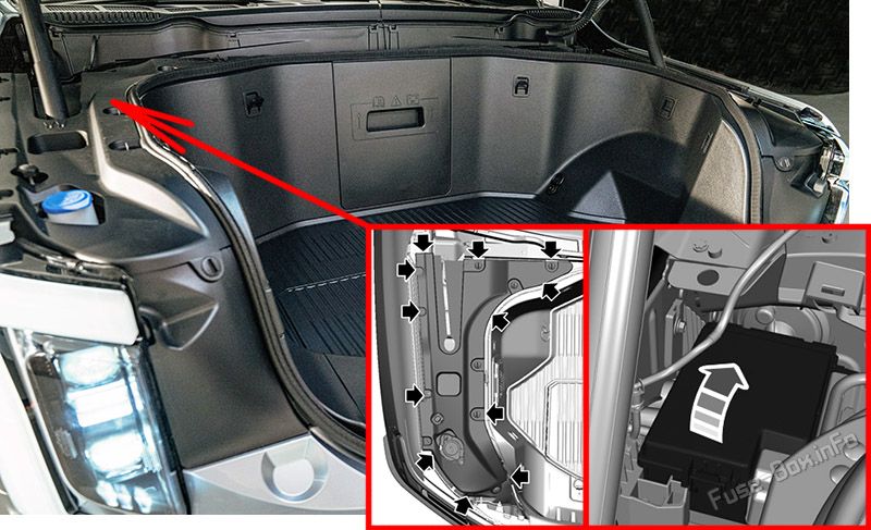 Location of the fuses in the frunk: Ford F-150 Lightning (2022, 2023)