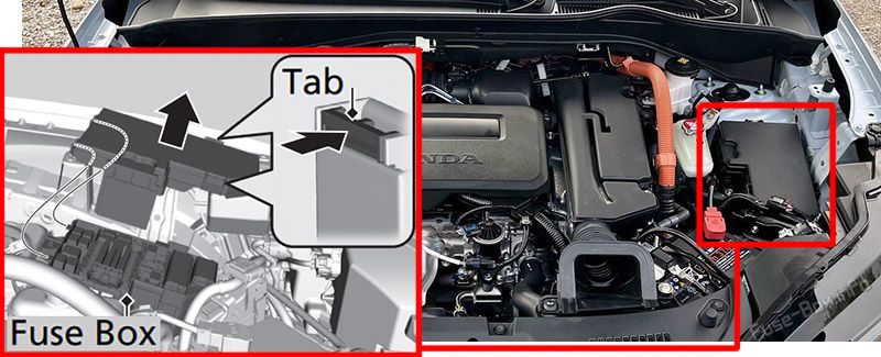 Location of the fuses in the engine compartment: Honda HR-V (US) / ZR-V (2023-2024)