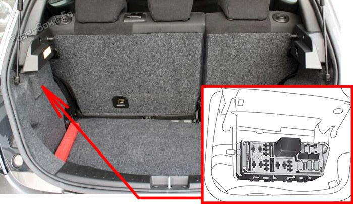 Location of the fuses in the trunk: Lancia Ypsilon (2011-2015)