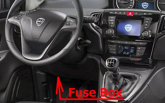 Location of the fuses in the passenger compartment: Lancia Ypsilon (2016-2020)