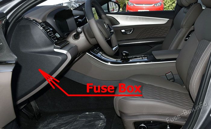 Location of the fuses in the passenger compartment: BYD Han EV (2022, 2023)