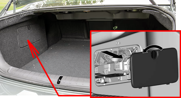 Location of the fuses in the trunk: Holden Caprice / Statesman (WN; 2013-2017)