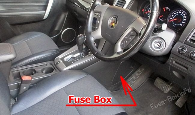 Location of the fuses in the passenger compartment: Holden Captiva 7 (2011-2018)