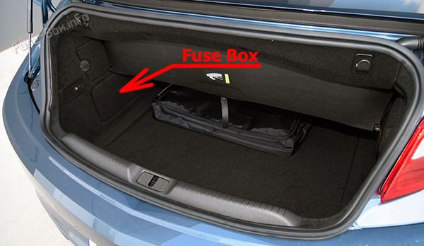Location of the fuses in the trunk: Holden Cascada (2015, 2016, 2017)