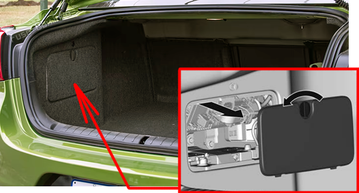 Location of the fuses in the trunk (Sedan): Holden Commodore VF (2013-2017)