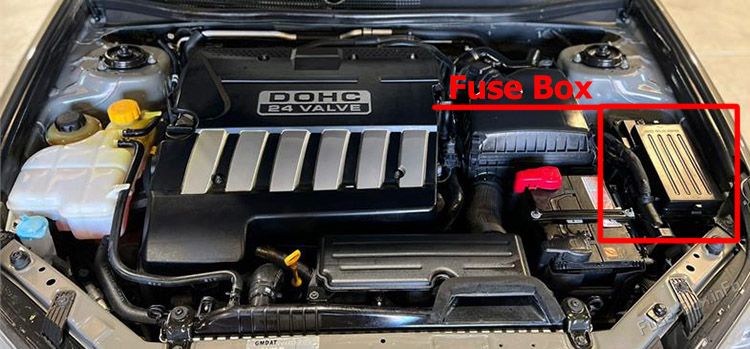 Location of the fuses in the engine compartment: Holden Epica (EP; 2006-2010)
