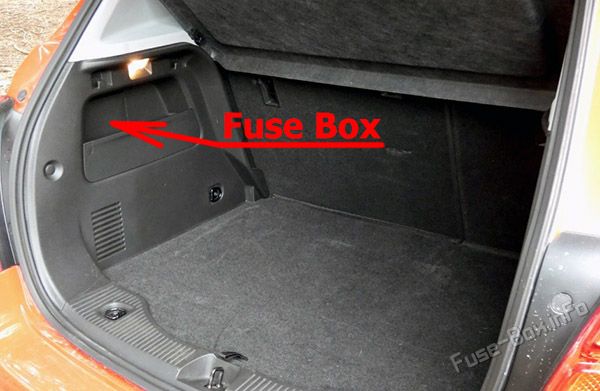 Location of the fuses in the trunk: Holden Trax (TJ; 2017-2020)