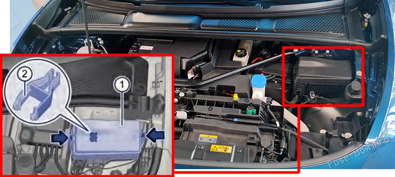 Location of the fuses in the engine compartment: Volkswagen ID.7 (2023-2024)